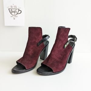 Rag & Bone Wyatt Oxblood Suede Open Toe Heels Sandal Size 37